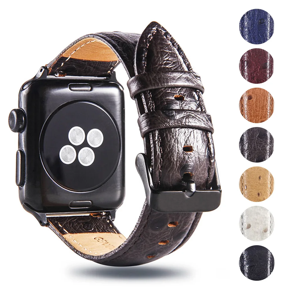 Genuine leather watch strap with Metal Clasp for apple watch band Series 3 2 1 iwatch band 42mm