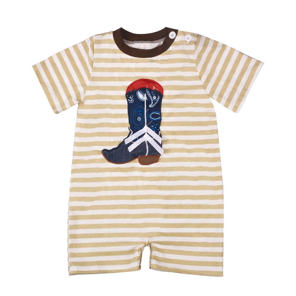 Новая мода с фабрики Цена малышей хлопка комбинезон новорожденных Лето мальчик полосатый загрузки вышивка летняя одежда BPF804-020