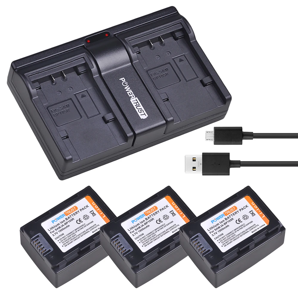 

3PC IA-BP105R BP105R IA-BP210R Li-ion Battery+USB Dual Channel Charger for SAMSUNG SMX-F500 F501 F530 HMX-F900 F910 F920 H320