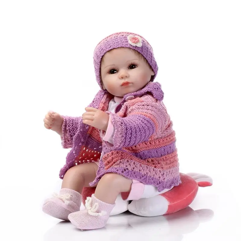 Nicery 16-18 дюймов 40-45 см Reborn Baby Doll Магнитный Рот Мягкий силиконовый реалистичный девочка игрушка подарок для ребенка Рождественская фиолетовая одежда