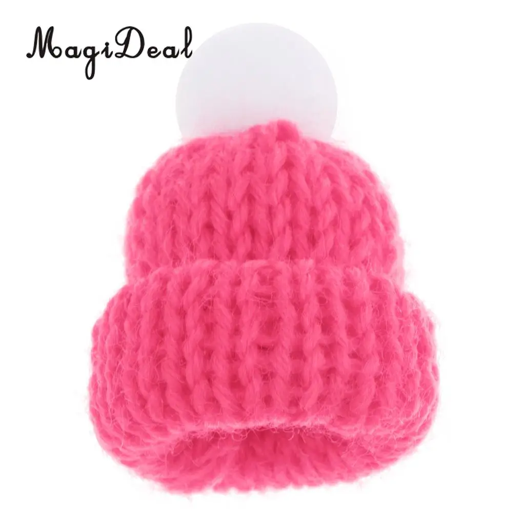 Lovely Miniature Mini Knit Hats for 1:12 Scale Dollhouse Miniature Home Shop Accessories Dolls House Interior Decoration Red