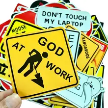 

Warning sign stop prohibition cartoon letter mixed waterproof sticker 50PCS notebook phone skateboard guitar suitcase sticker
