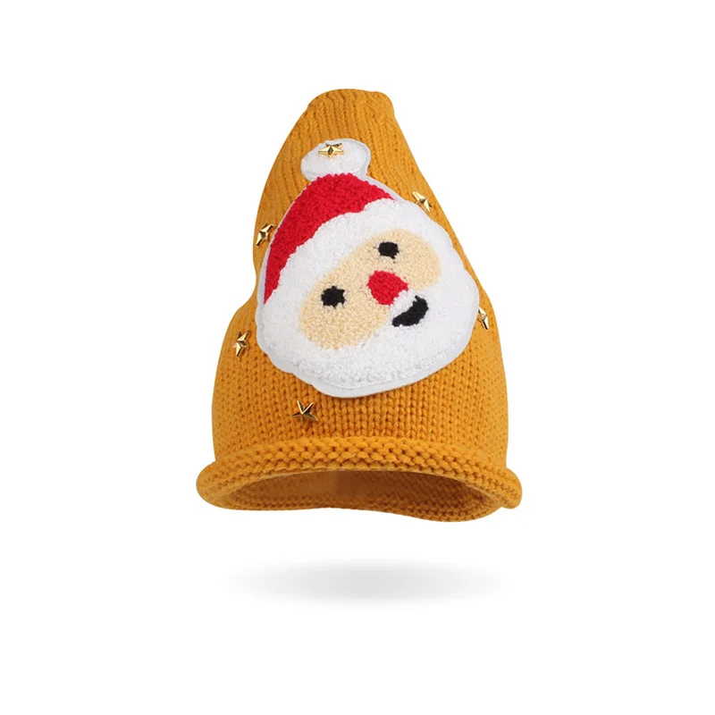 Santa Claus Knitted Children Hat Christmas Mother Kids Hat Winter Crochet Kids Beanie Children New Year Gift Pattern Kids Hat (31)