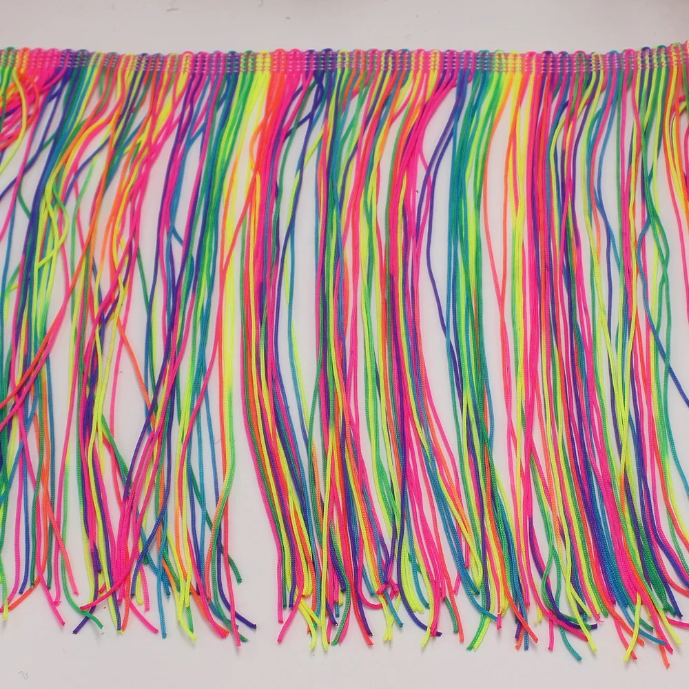 Chainette Fringe Tassel Various Colors 5 Yds Nylon Latin Dress Trimming Dancewear Macrame Sewing Lace Fluro Double Band 20CM Chainette Fringe Tassel Various Colors 5 Yds Nylon Latin Dress Trimming Dancewear Macrame Sewing Lace Fluro Double Band 20CM