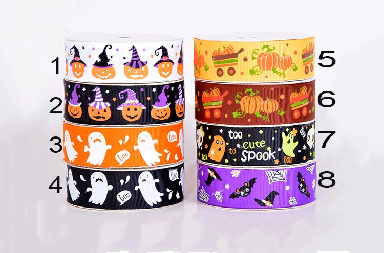 

25mm Halloween Printed Grosgrain Ribbon Rope+DIY Jewelry Accessories Hairbow Wedding Party Decoration Gift Packing Cords,100yds