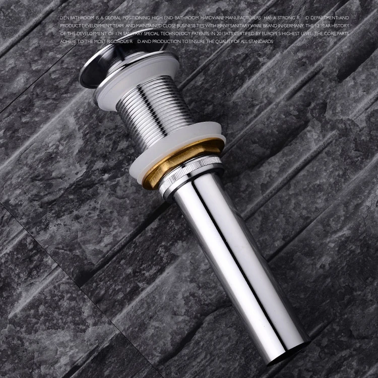 Bathroom Chrome Plated Brass Vanity Basin Sink Drain Stopper Drainer Push Down Pop up Waste