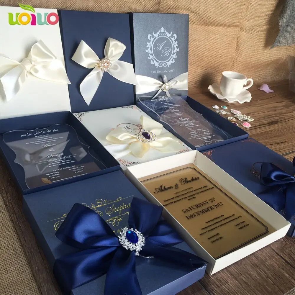 10pcs wedding favor laser cut acrylic wedding invitation card colorful printing cheap price chinese - 32915056853