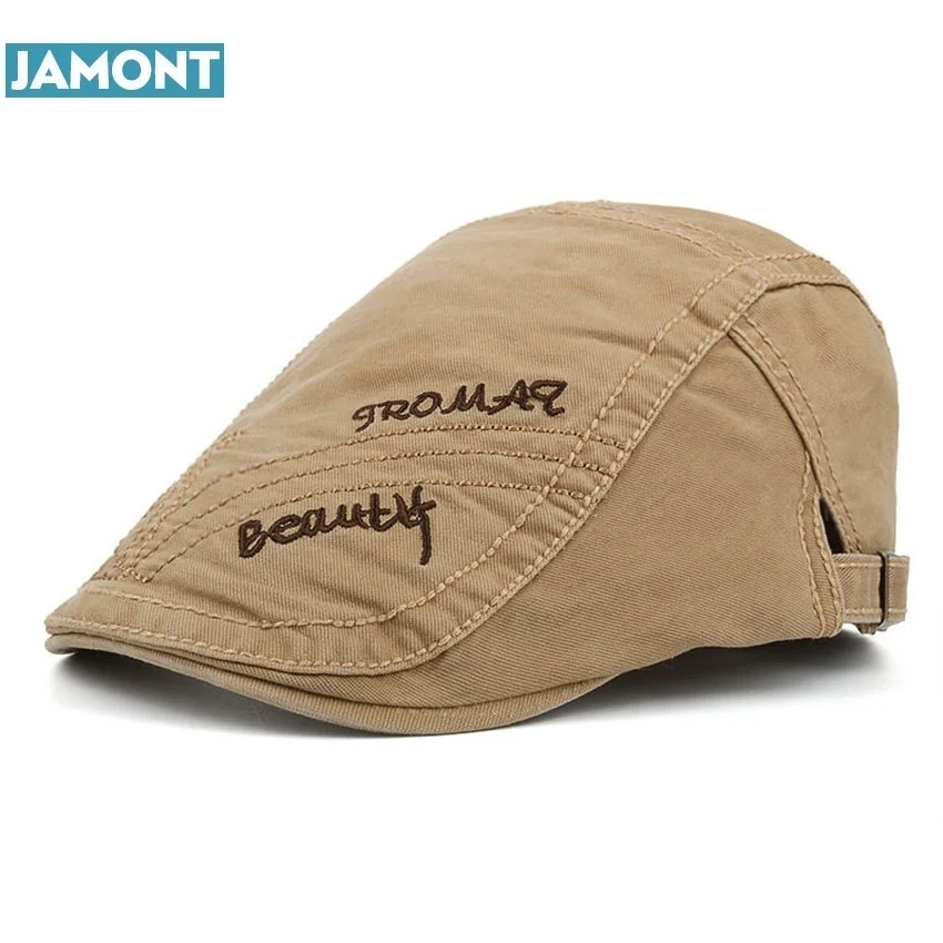 JAMONT New Spring Summer Cotton Berets Caps For Men Casual Peaked Caps