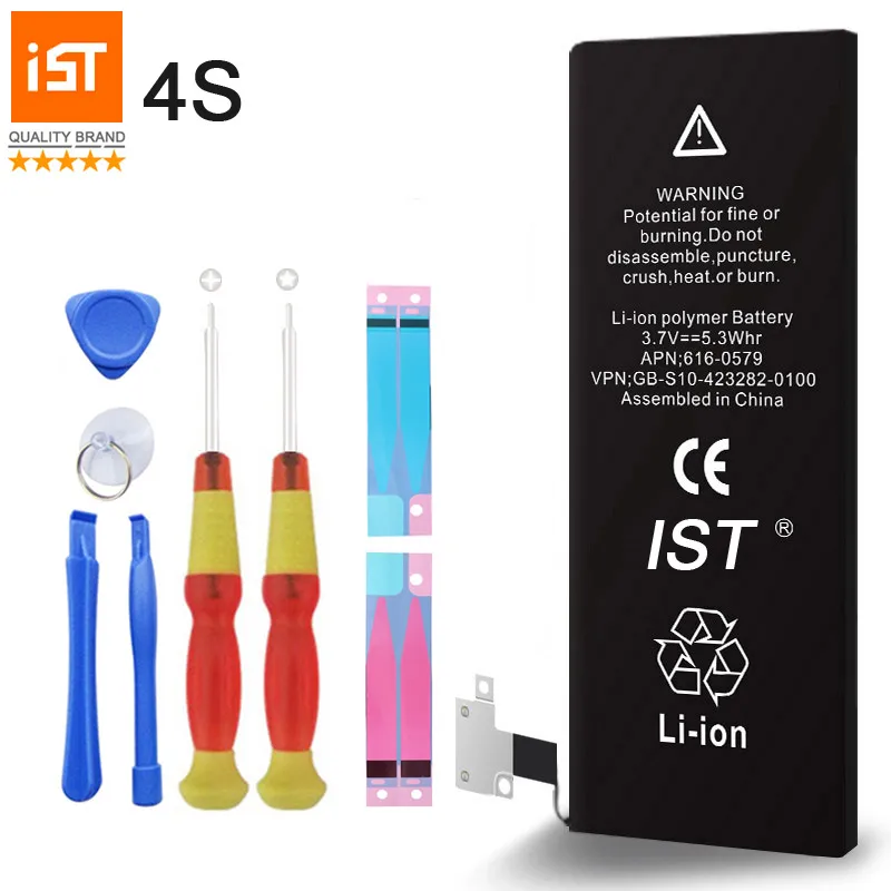 

100% IST Original Mobile Phone Battery For iphone 4S Real Capacity 1430mAh With Repair Tools Kit And Battery Sticker