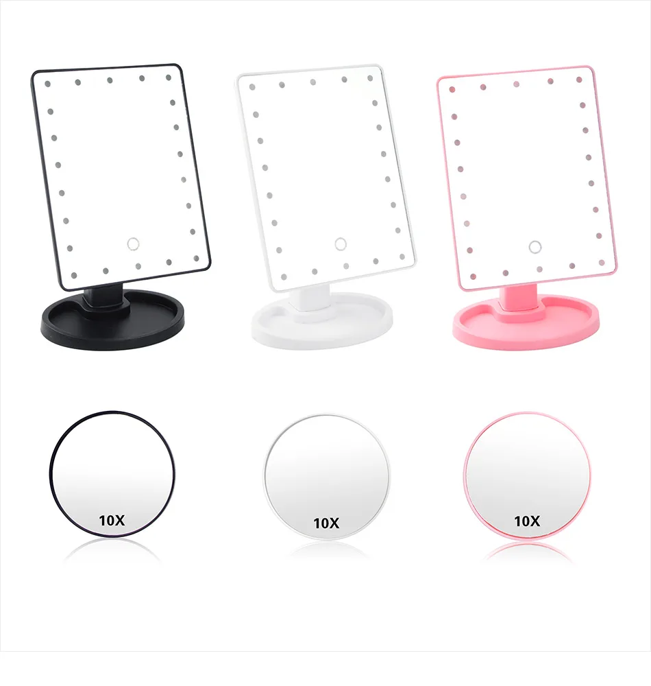 Зеркало для макияжа с 16/22 светодиодный светильник с сенсорным экраном роскошное зеркало 1X10X увеличительное гибкое зеркало с двойной регулируемой мощностью