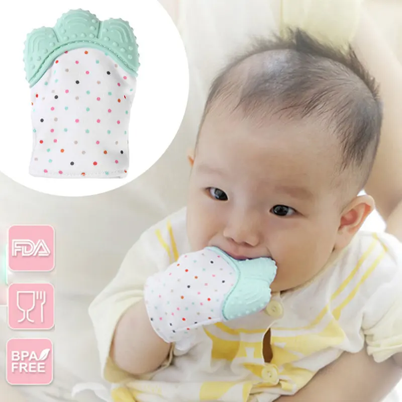 

Silicone Teether Baby Pacifier Glove Natural Thumb Sound Teething Chewable Newborn Nursing Teether Beads BPA Free Infant Gloves