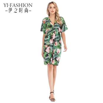 

2019 European and American Women Spring and Summer New Printed European and American Chiffon Loose Lady Beach gril