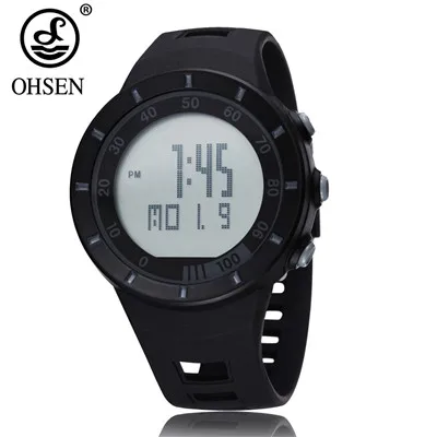 Reloj Masculino, мужские спортивные часы с резиновым ремешком, OHSEN, цифровые, Hombre, 5 АТМ, водонепроницаемые, ударопрочные, наручные часы с будильником, мужские часы - Цвет: Black