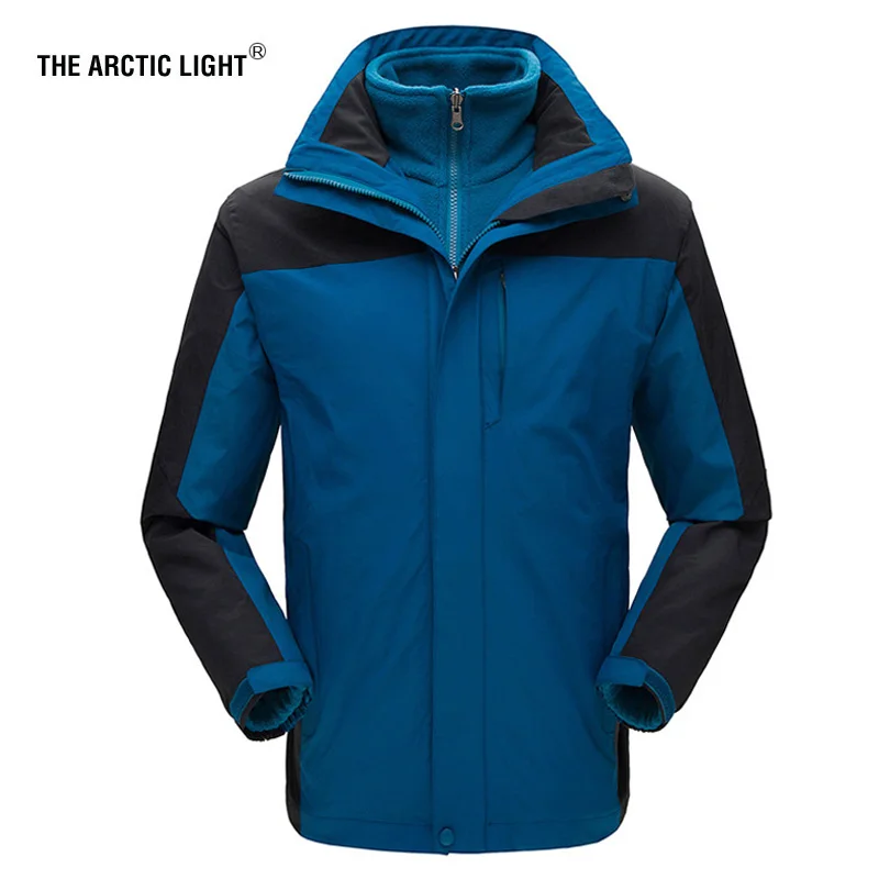 

THE ARCTIC LIGHT Hiking Jacket Ski Winter Outdoor Sport Windproof Waterproof Coat Men Thermal Soft shell Fleece Jacket 2 In 1