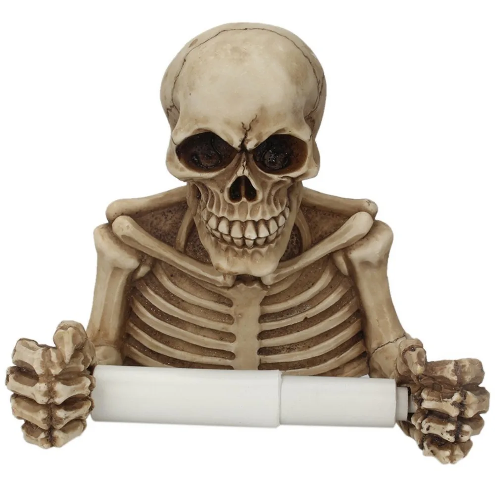 

Novelty Skull Shape Tissue Holder Wall Hanging Kitchen Bathroom Toilet Roll Paper Towel Rack Plastic Holder Home Supplies new