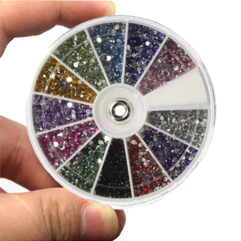 OutTop 2400 шт. 12 Цвет 1 5 мм Разноцветные Блестки для ногтей Для женщин Nail Art Rhinestone 2018