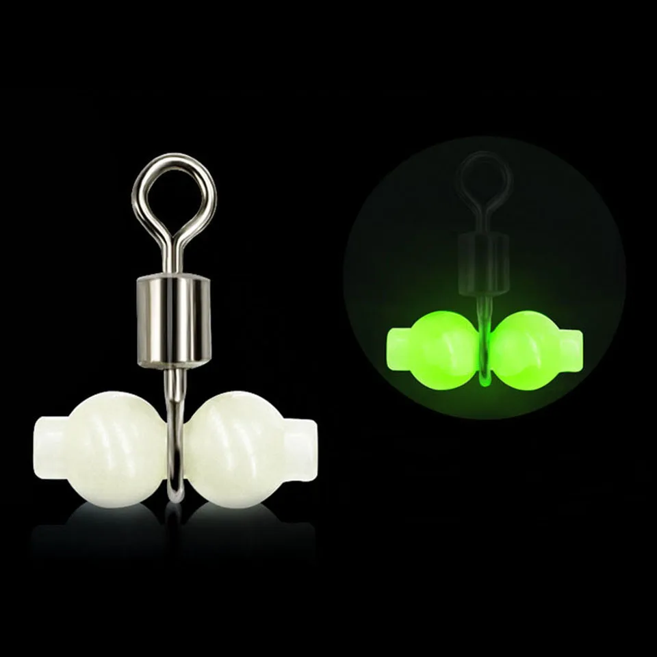 30PCS/lot Luminous Fishing Swivel Fishing Hook Connector 3 way Rolling Swivel Fishing