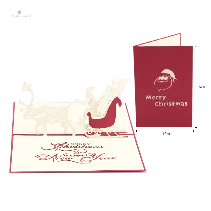  PAPER SPIRITZ Christmas deer 3D laser cut paper pop up card with blank envelope invitations greetin - 32893641284