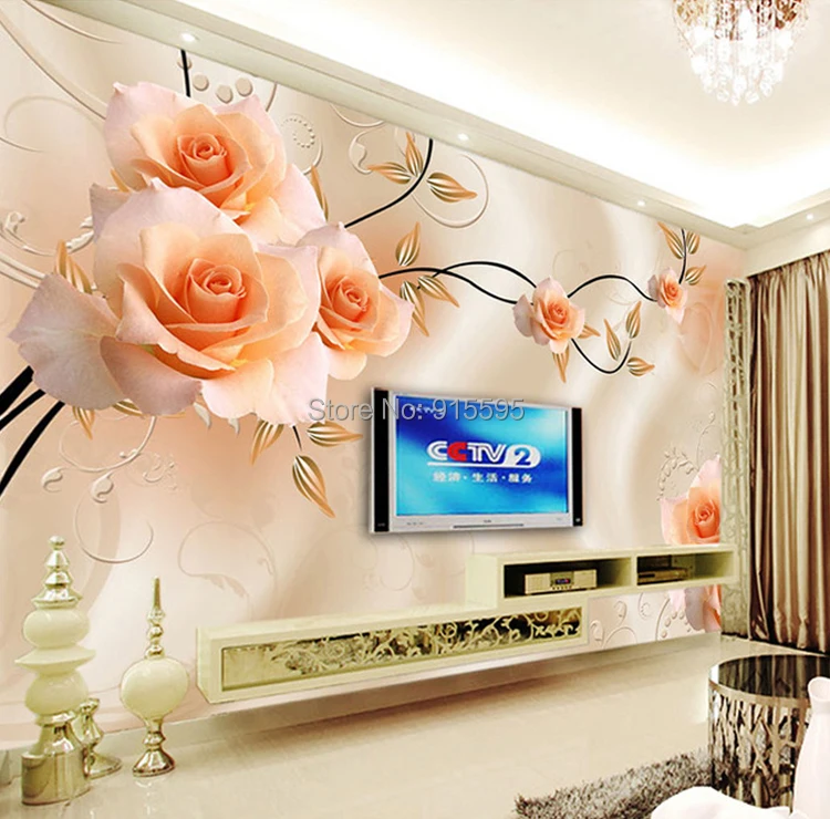 Пользовательские фотообои роскошные виллы ТВ фон Papel де Parede 3D обои для стен теплая Роза обои домашний декор