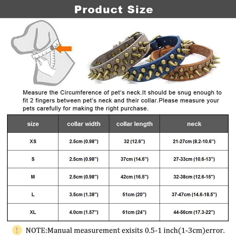 Прочный кожаный Шипованный ошейник для питомца собаки Регулируемый Бронзовый ошейник для питбуля французского бульдога защита от укусов ошейник для собаки