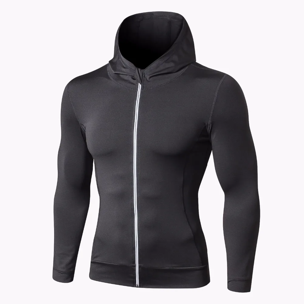 Men Running Jackets Zipperr Fitness Sportswear Quick Dry Elastic Long