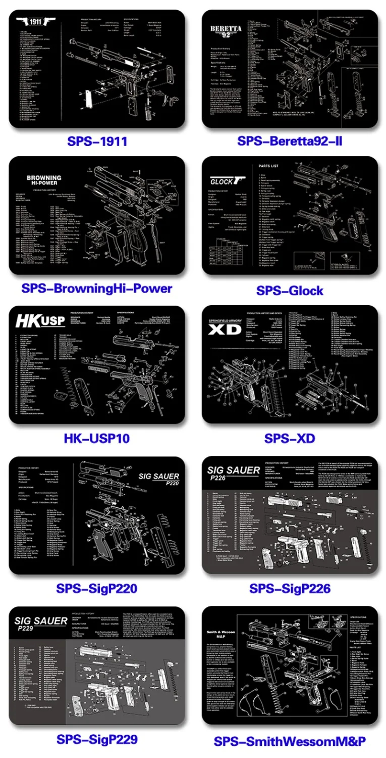 

AA Shield Rubber Base Microfiber Cover Mouse Pad The Gun Picture Diagram Printting High Quality Multiple Patterns 43*28CM Part 1
