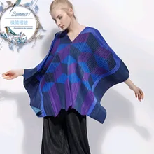 Распродажа Новая женская футболка с рукавом три четверти больших размеров Свободная модная футболка с геометрическим принтом с v-образным вырезом