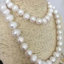 > благородный изделия естественный пресноводный Красивая 12-13 мм барокко белый жемчуг ожерелье DIY женщин горячая распродажа