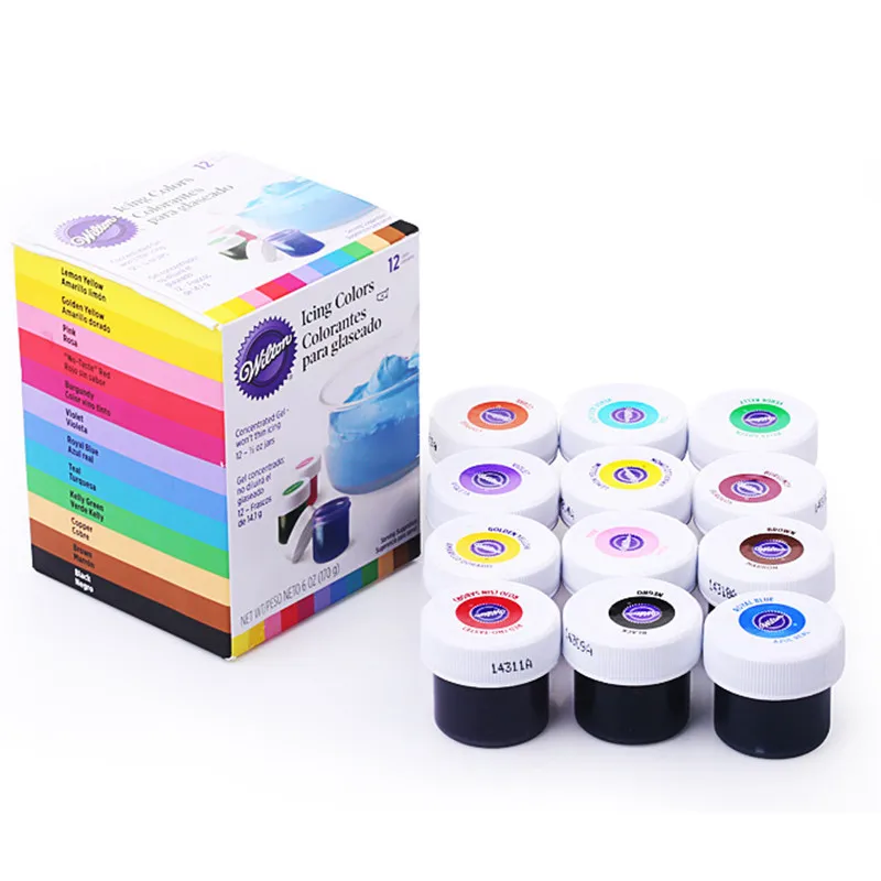 

Wilton Food Color Edible Food Coloring 12 Pieces Gel Food Colors Icing Color Additive for Cake Cupcake Fondant Batter Decoration