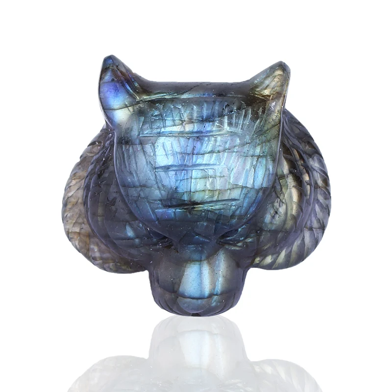 

Natural Carved Labradorite Animal Head Pendant Cabochon,Fashion Jewelry For men Accessories29x31x16mm,16.9g