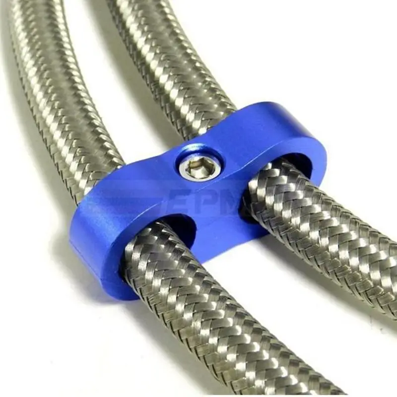 4 BILLET OIL//FUEL//WATER HOSE TUBE SEPARATOR DIVIDER CLAMP 1 BLUE UNIVERSAL