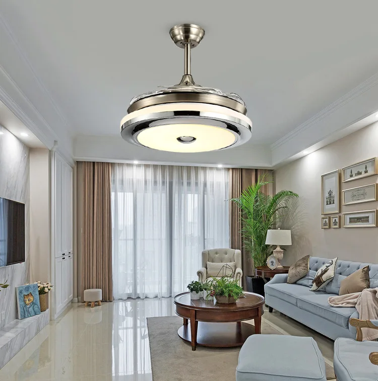 Lâmpada em Mudança de Luz Ventilador de Teto Lâmpada de Teto Luz de Controle Alta Qualidade Cores Ventilador Moderna Invisível Remoto 110-240v 3 Led 4 Ventiladores de teto