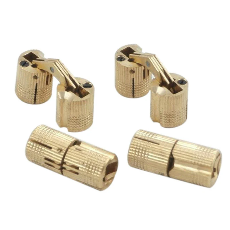 Goedkoop 4 stks 8mm 10mm 12mm Copper Barrel Scharnieren Verborgen Kabinet Verborgen Onzichtbare Messing Scharnieren Mount deur Meubels Hardware