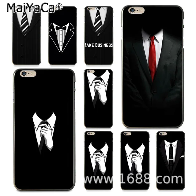 MaiYaCa Man Suit Shirt Tie Lines for iPhone 4 5S 6S 7 8 Plus X XR XS MAX Samsung Black Soft Shell Phone Case Rubber Silicone | Мобильные