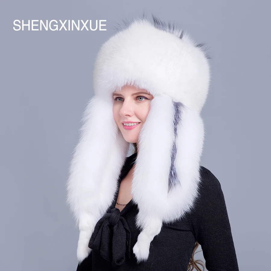 Женская шапка JIQIUZHANXUEFEI2019 из натурального Лисьего меха для девочек|Женские Skullies и