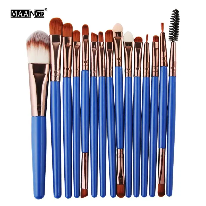

New Professional 15 PCS Makeup Brushes Set Tools Coffee Make-up Toiletry Kit Make Up Brush Set Case Cosmetic Foundation 2017n29