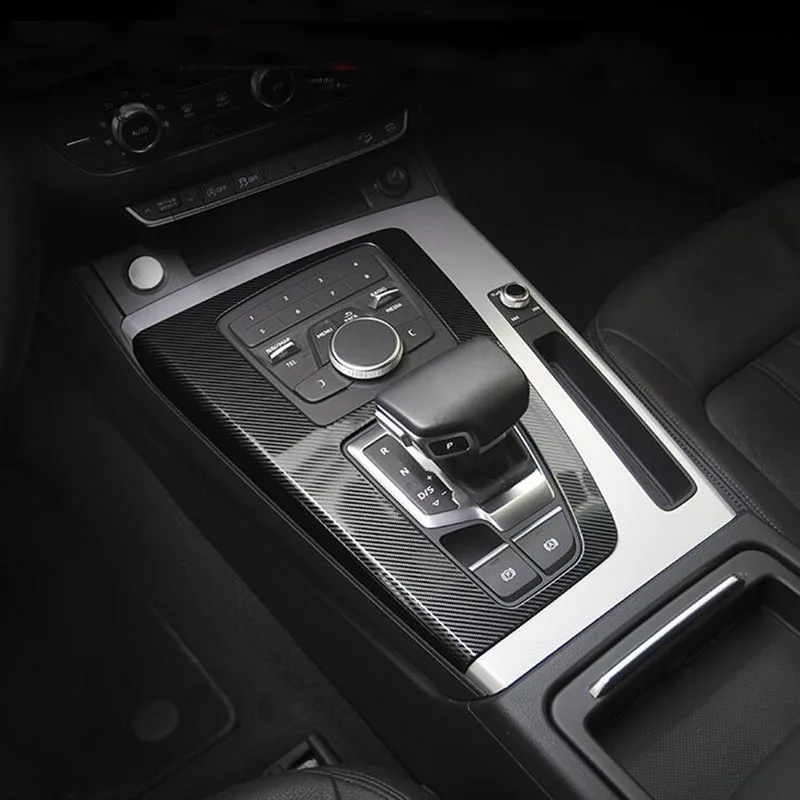 ABS углеродного волокна автомобиль центральной консоли панель передач Шестерни Цельнокройное Панель Обложка для Audi Q5 FY аксессуары литье наложения