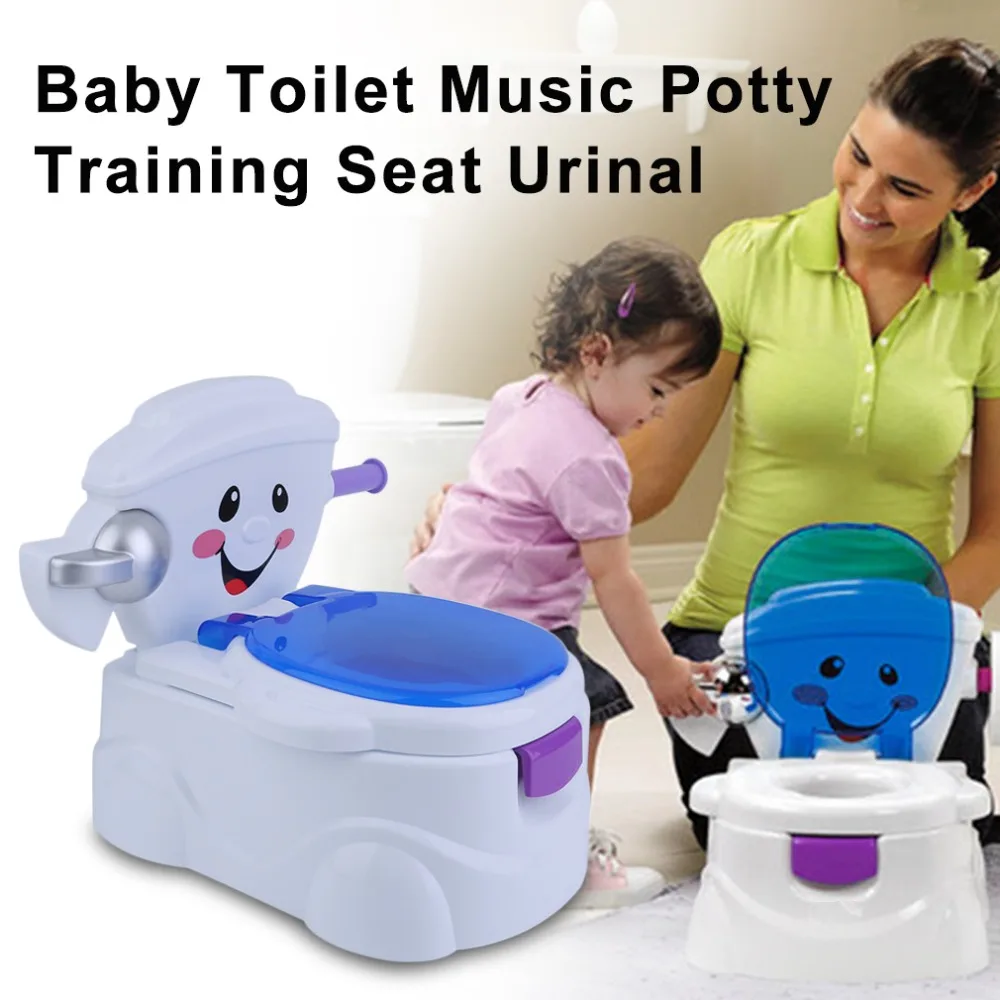 

Portable Smiling Face 2 In 1 Baby Toilet Toddler Music Potty Training Seat Kids Fun Toilet Trainer Chair Urinal