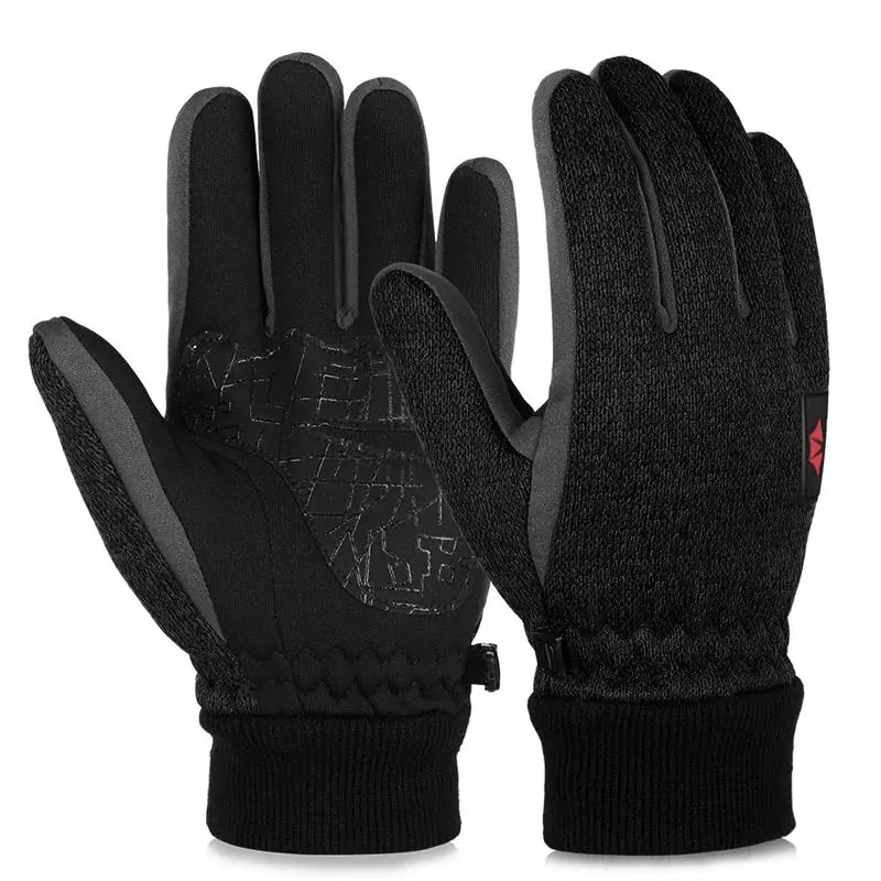Vbiger Outdoor Running Hiking Gloves Winter Touch Screen Knitted Gloves Thicken Warm Gloves Sports Mittens Gloves
