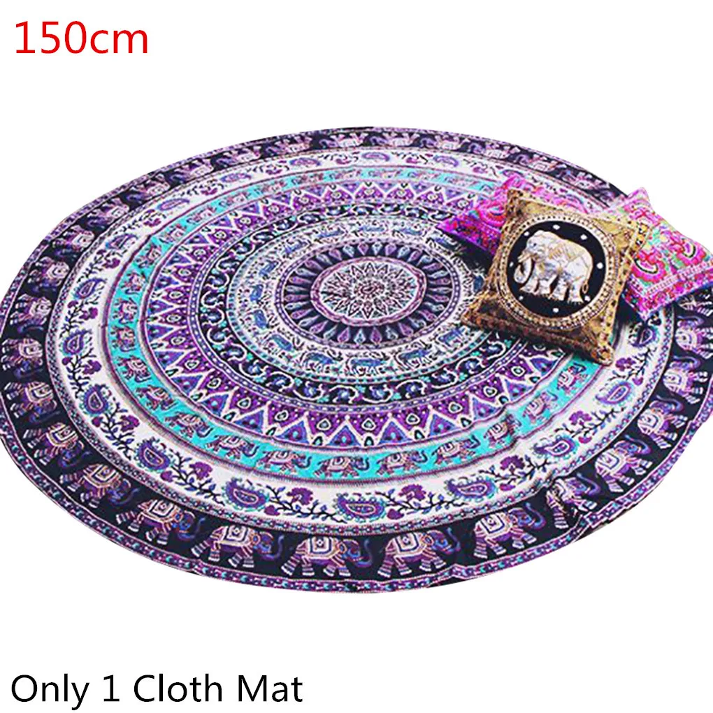 Us 1089 Round Ethnic Pattern Beach Towel Yoga Mat Chiffon Table Cloth Flowers Printed Beach Towels Summer Chiffon Large Adult In Sport Towels From