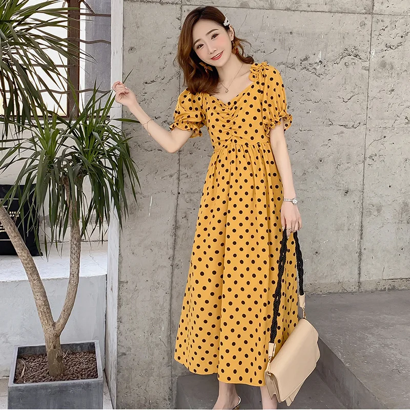

High Waist Polka Dot Maternity Dresses For Pregnant Women Clothes Long Pregnancy Dress Maternity Vestidos Pregnant Clothing