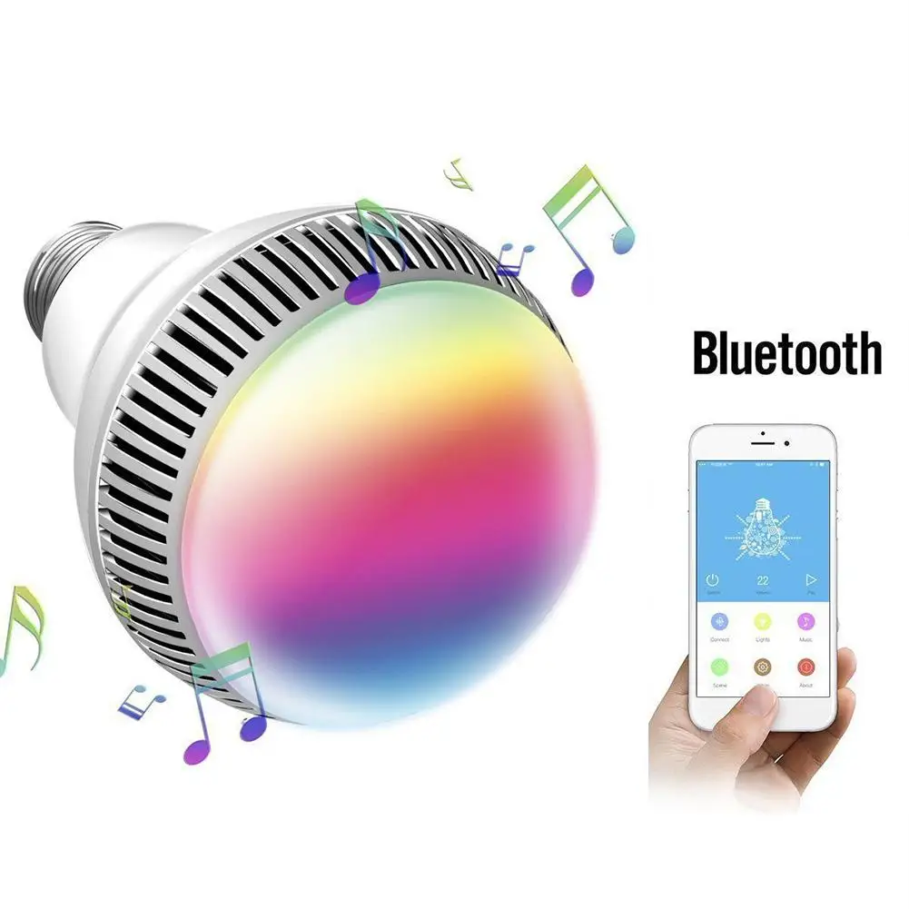 

Colorful Light Phone APP Control 8W E27 Smart LED Bulb Bluetooth Speaker Lamp New