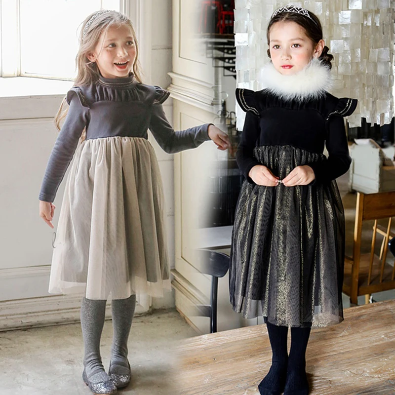 

dresses for girls Beauty princess cute 10 years old clothing 2017 winter long sleeve dress