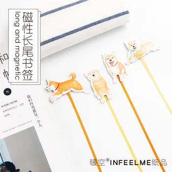 

4 PCS/Set 4 Style Novelty Long Tail My Cute Shiba Magnet bookmarks for book holder gift school supplies papelaria