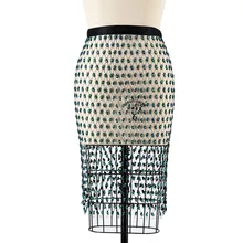 Имитация Изумрудный кристалл сетки колено повязная юбка пикантные вечерние Bodycon женская одежда осень