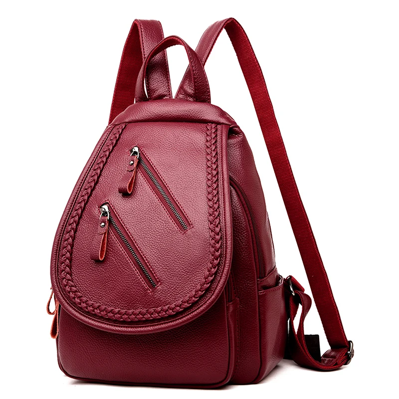 

2019 new fashion genuine leather women backpack college school bags girl teenager travel shoulder bag black mochila feminina sac