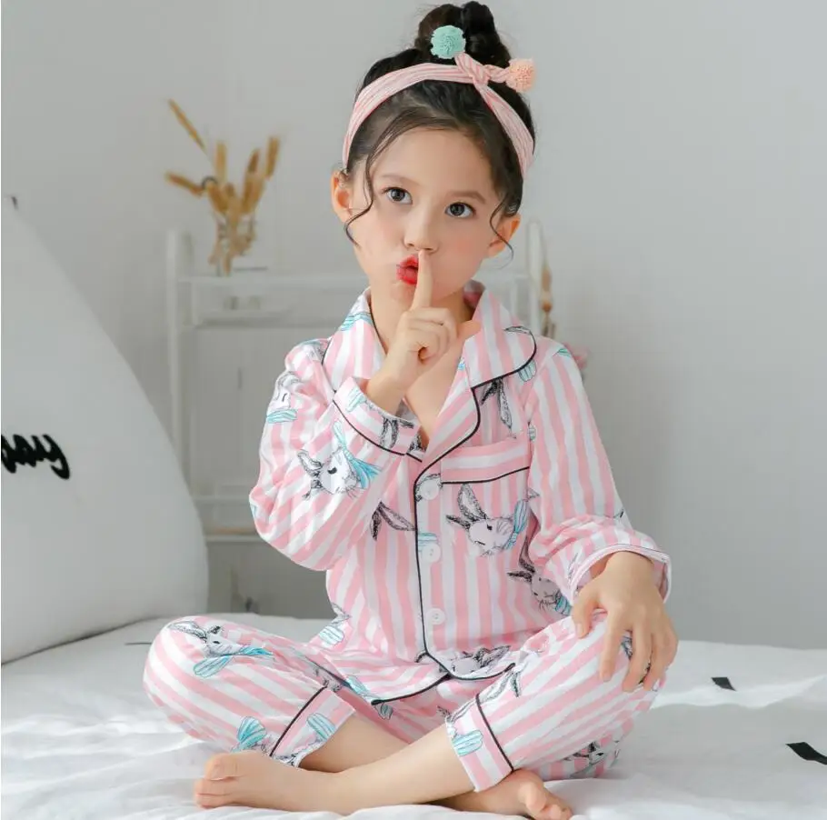 Весенне-осенняя одежда для сна для мальчиков и девочек, детский Пижамный Костюм хлопковый комплект для сна с длинными рукавами и отложным воротником, домашняя одежда для больших детей G - Цвет: model 10