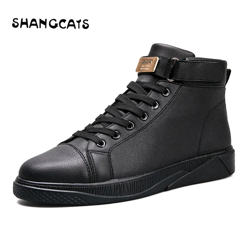 Trend 2018 Men's Vulcanized Shoes Black High Top Lace-up Autumn Winter Casual Canvas Shoes For Men Boys Sneakers Without Lace Trend 2018 Men's Vulcanized Shoes Black High Top Lace-up Autumn Winter Casual Canvas Shoes For Men Boys Sneakers Without Lace