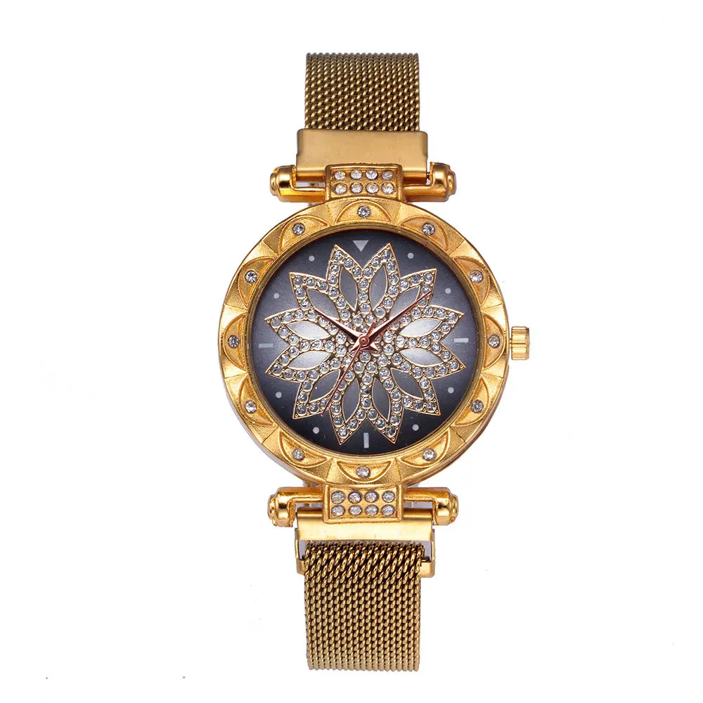 

Luxury Women Watches 2019 Fashion Flower Dial Diamond Starry Sky Magnetic Ladies Watch Women Quartz Watch Clock relogio feminino
