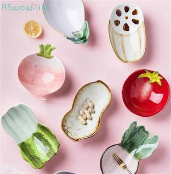 

Household Creative Ceramic Plate Cute Fruit Plates Soy Sauce Dish Salad Plate Candy Dish Kitchen Supplies